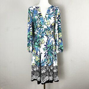Lilly Pulitzer Dress Wexlee 3/4 Sleeve Multi Golden Hour Glam Tropical Size 8